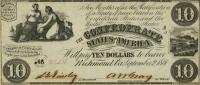 p27b from Confederate States of America: 10 Dollars from 1861